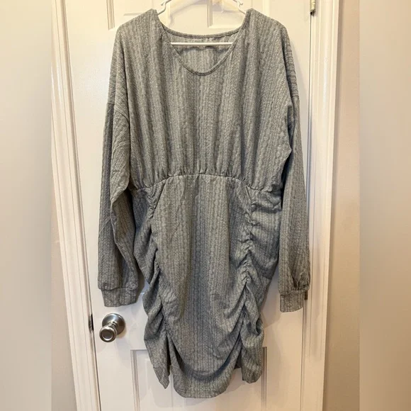 Cupshe Asymmetrical Ruched Long Sleeve Dress X-Large - Picture 3 of 4